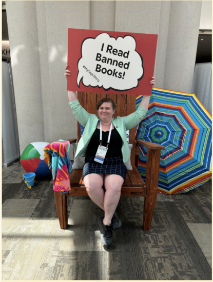 Photo: Me at the Banned Books space